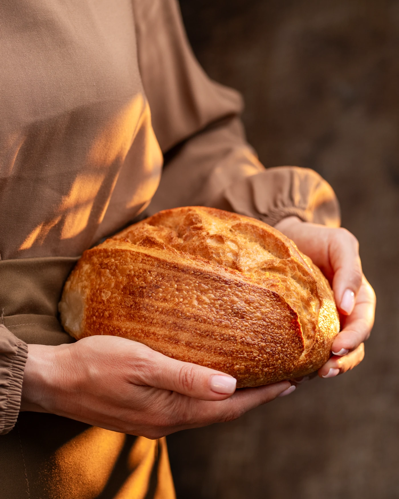 Dramatic sunlight across the crust - artisan texture revealed
