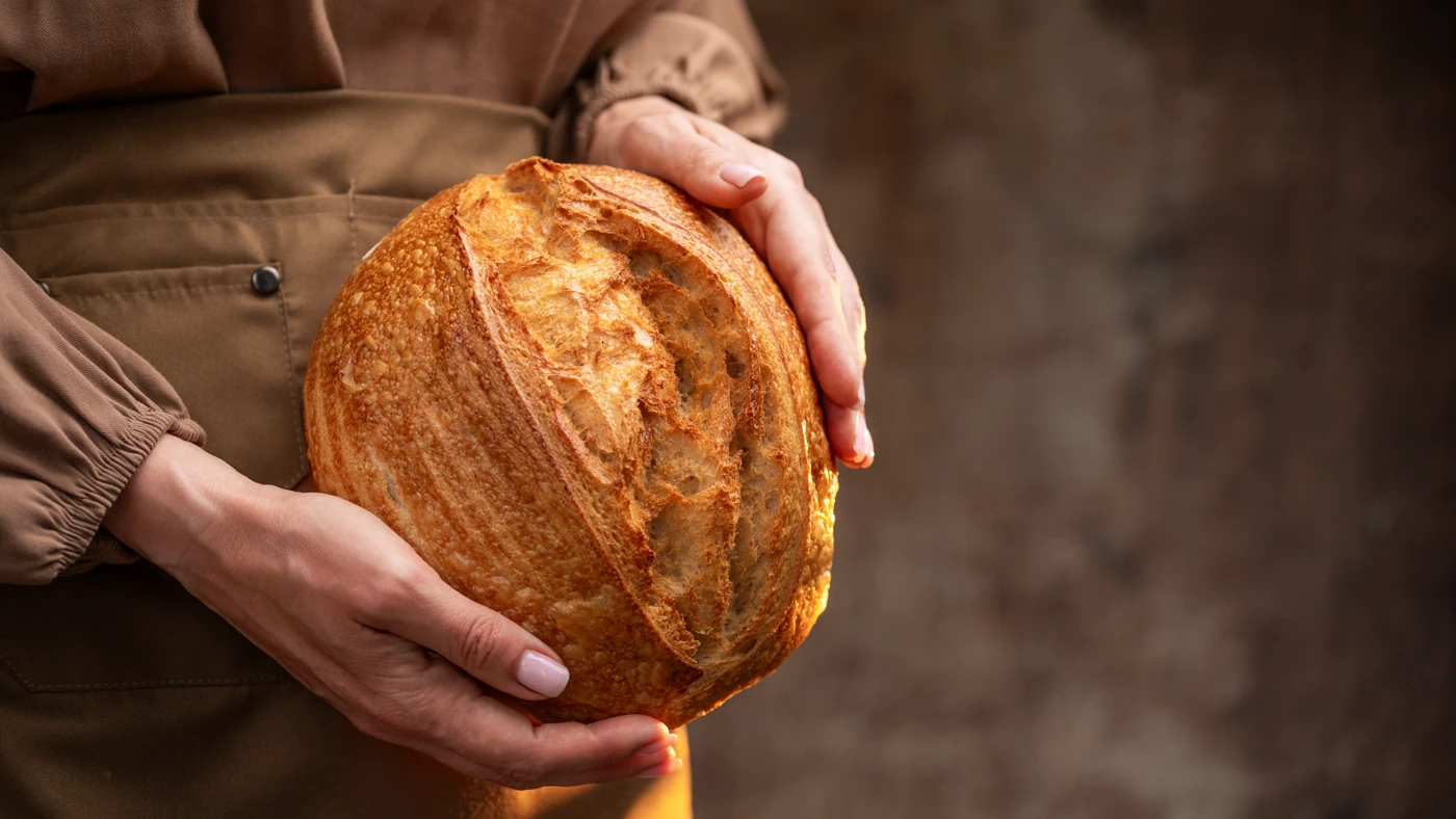 Turning the bread - showing every angle of the crust