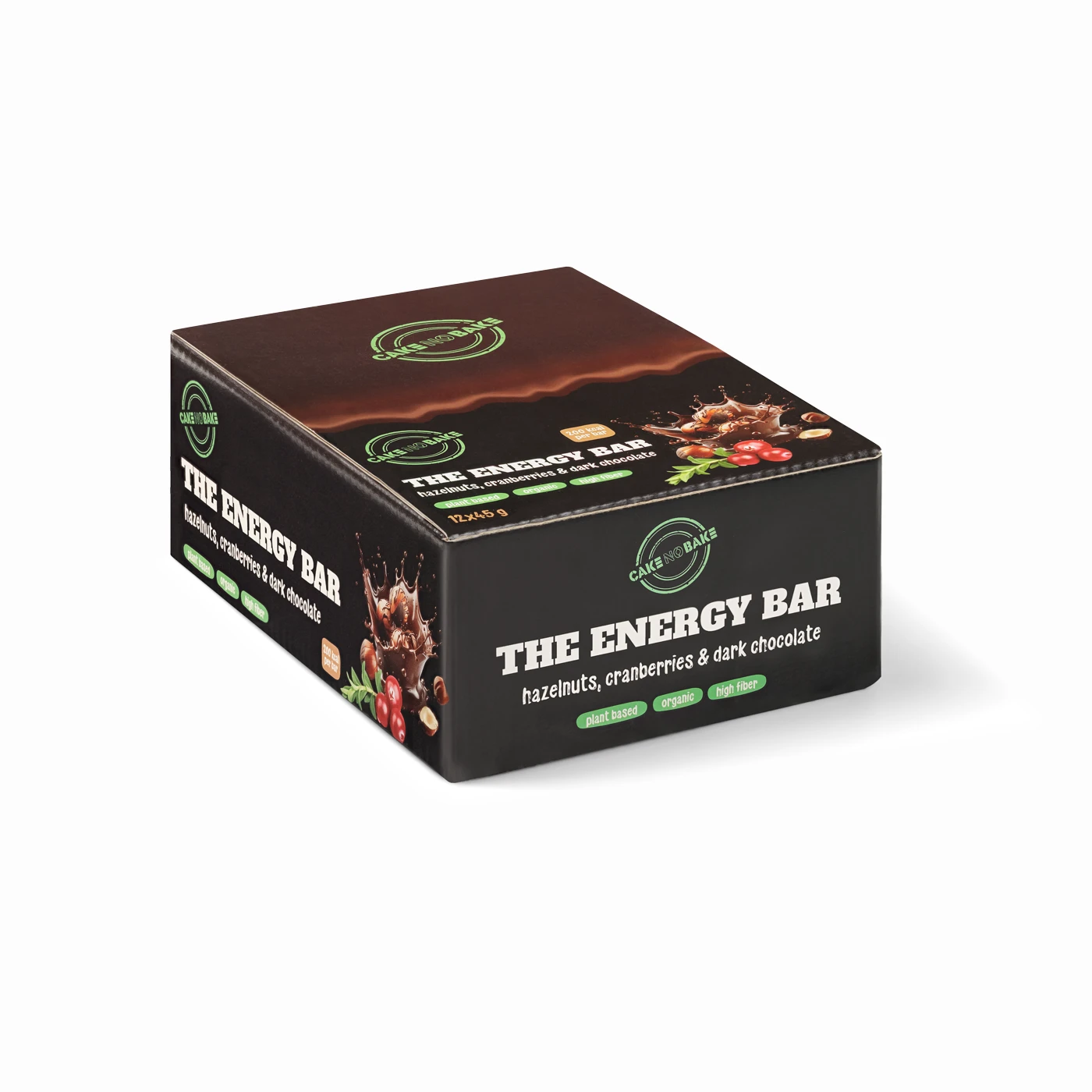 Cake No Bake "The Energy Bar" retail box - hazelnut, cranberry & dark chocolate multipack