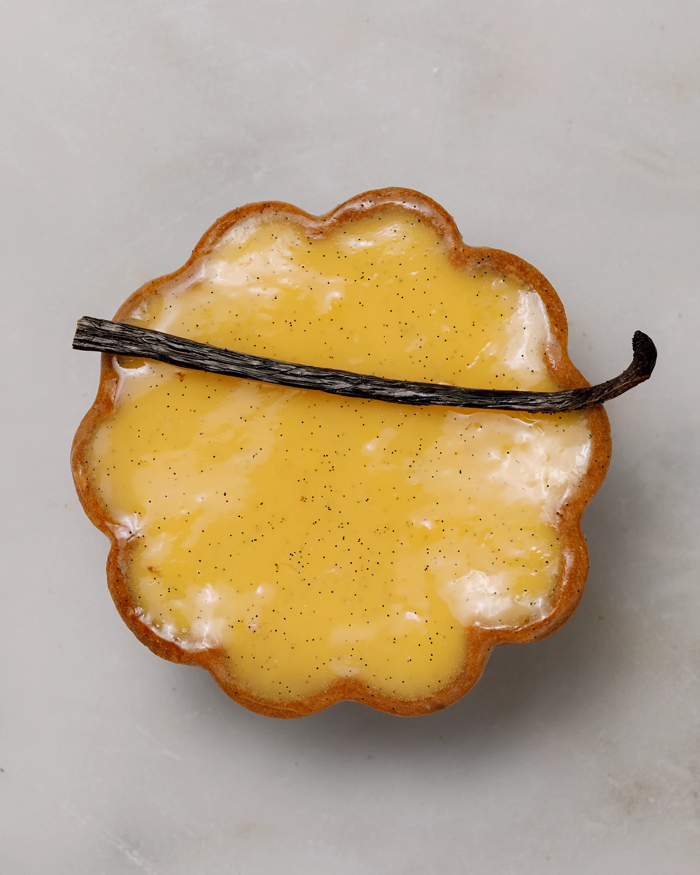 Crème brûlée tartlet - caramelized vanilla custard with vanilla bean