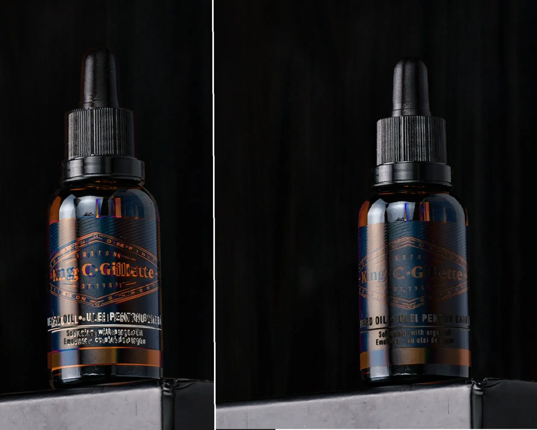 Продуктови снимки на масло за брада King C. Gillette за фотографски майсторски клас на Dynaphos.